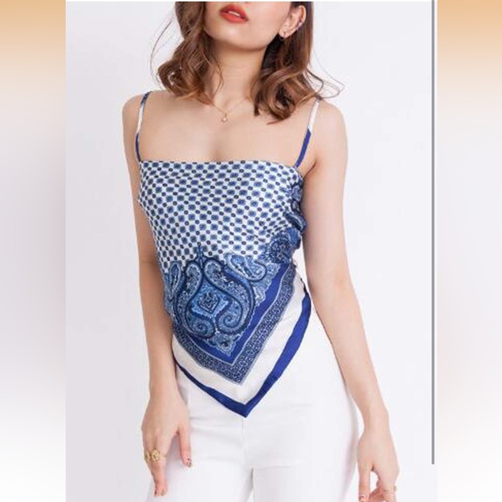 Blue Paisley Scarf-Style Cami Top
